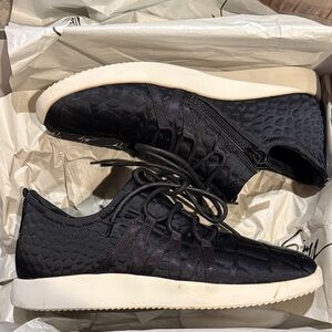Black Textured Sneakers with Side Zip - Giuseppe Zanotti